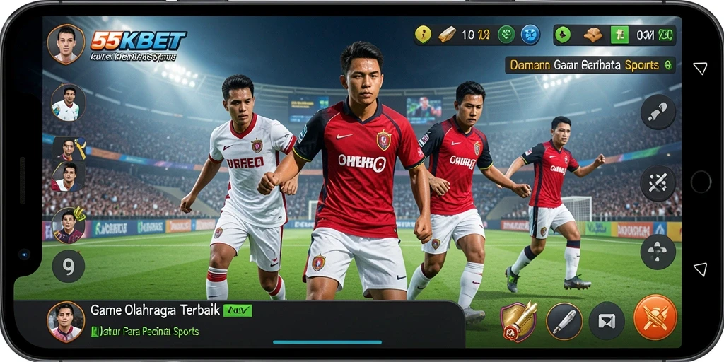 Screenshot utama 55KBET menampilkan aksi seru permainan olahraga.