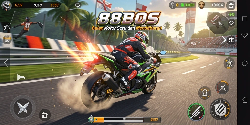 Tampilan menarik dari gameplay balap motor di 88BOS.