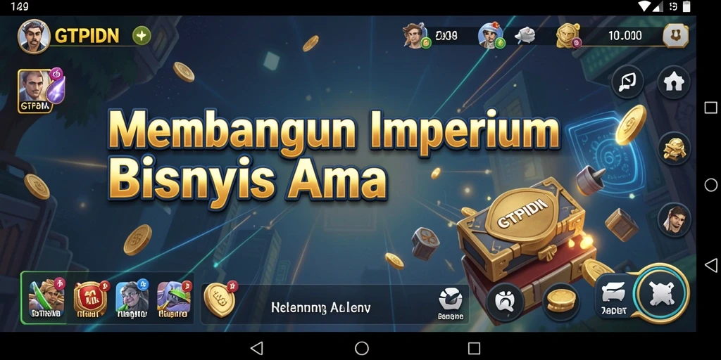 Tampilan gameplay GTPIDN dengan berbagai bisnis yang sedang dikelola.
