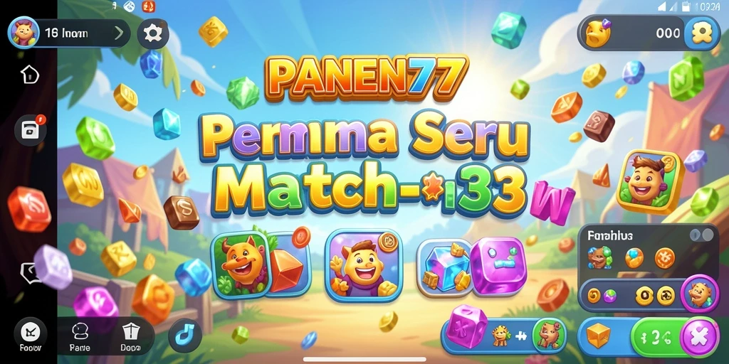 Tampilkan gameplay seru dari PANEN77 di level Match-3.