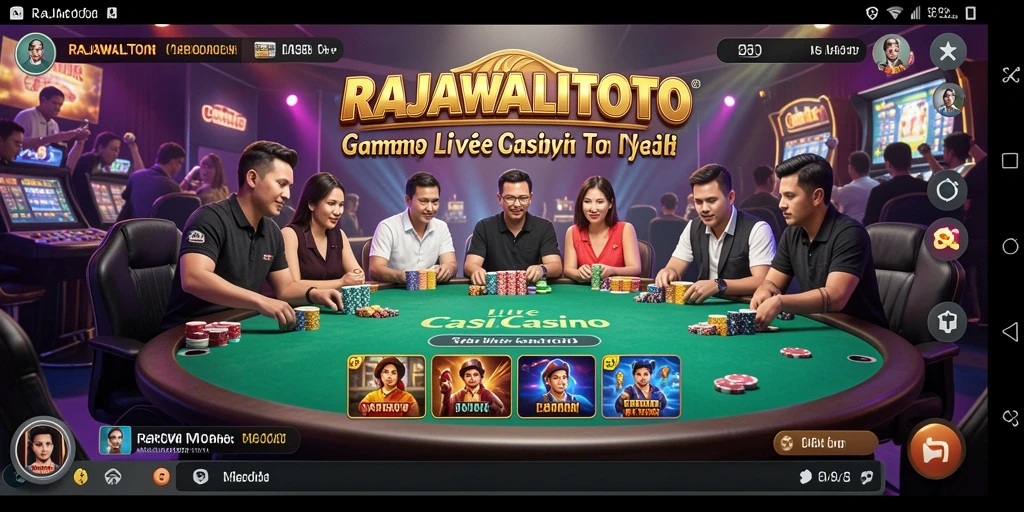 Screenshot gameplay RAJAWALITOTO menampilkan dealer langsung dan interaksi pemain.